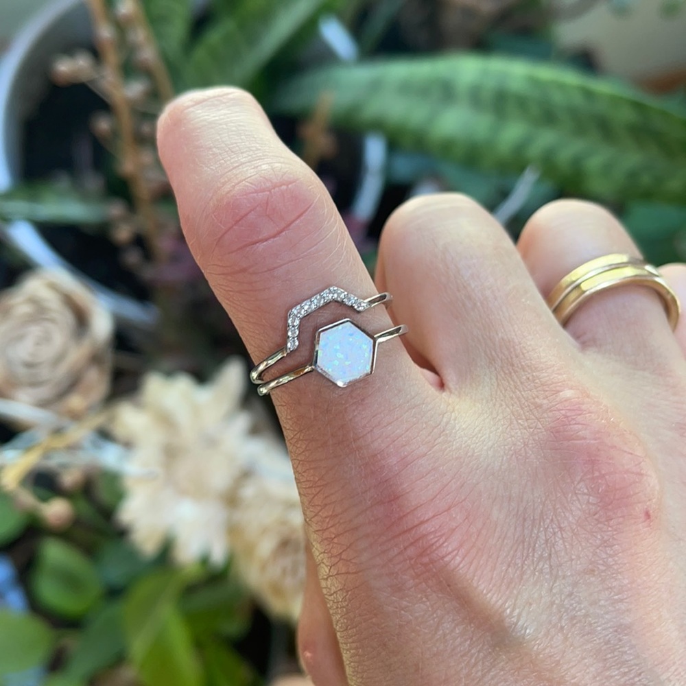 Brand New In Bag Hexagon Ring Set